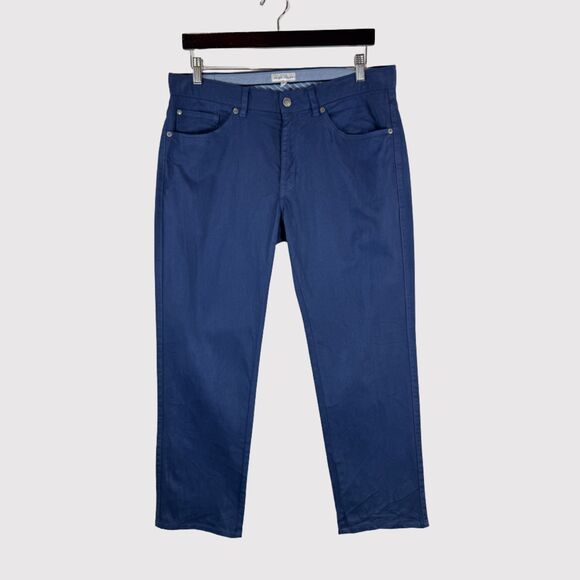 Peter Millar Mens Pants Blue Chino Straight Crown Performance Stretch Golf 33x27 - Picture 1 of 11